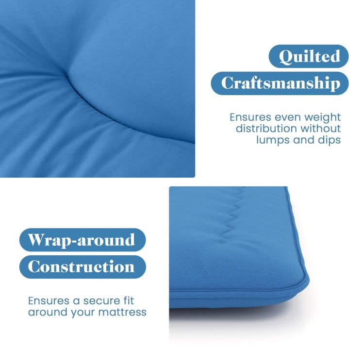 Foldable Futon Mattress with Washable Cover and Carry Bag for Camping Blue-King Size