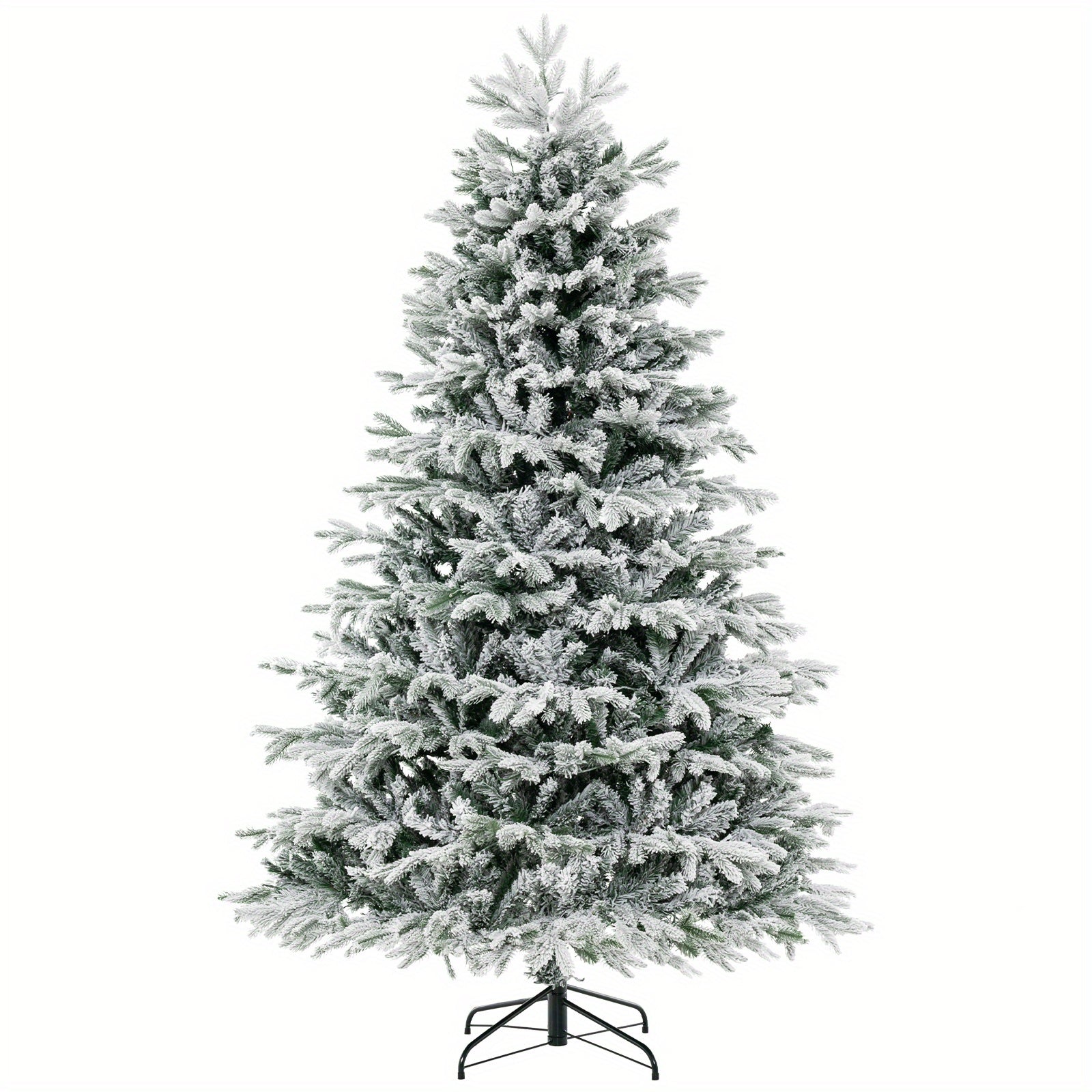 LIFEZEAL 7 FT Pre-Lit Christmas Tree Snow Flocked Hinged Xmas Decoration w/ 450 Lights 