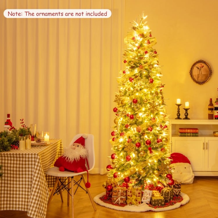 7.5 Feet Pre-Lit Artificial Christmas Tree Snow Flocked Hinged