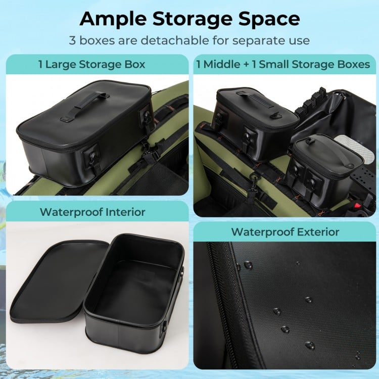 Portable Fishing Boat with 3 Detachable Storage Boxes-Green