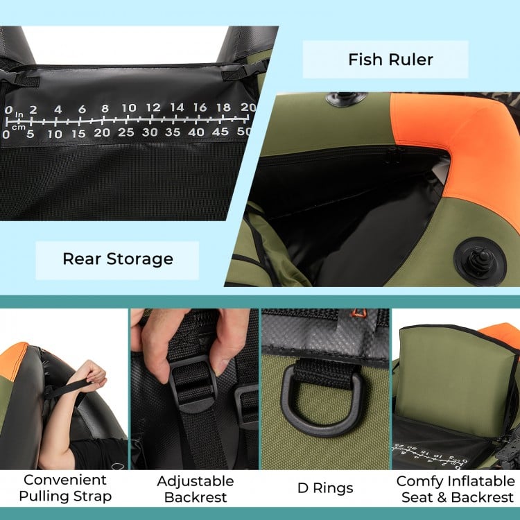 Portable Fishing Boat with 3 Detachable Storage Boxes-Green