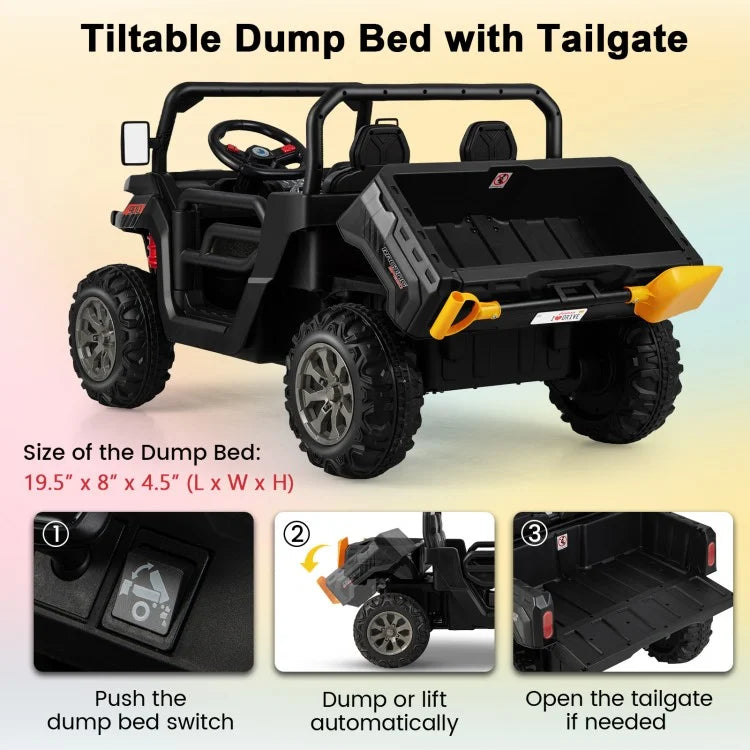 24V Ride-On Kids Electric Truck with Dump Bed & Remote Control (2-Seater)