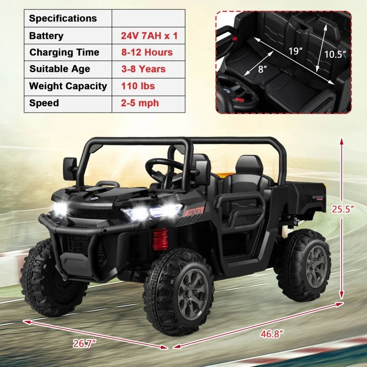 24V Ride-On Kids Electric Truck with Dump Bed & Remote Control (2-Seater)