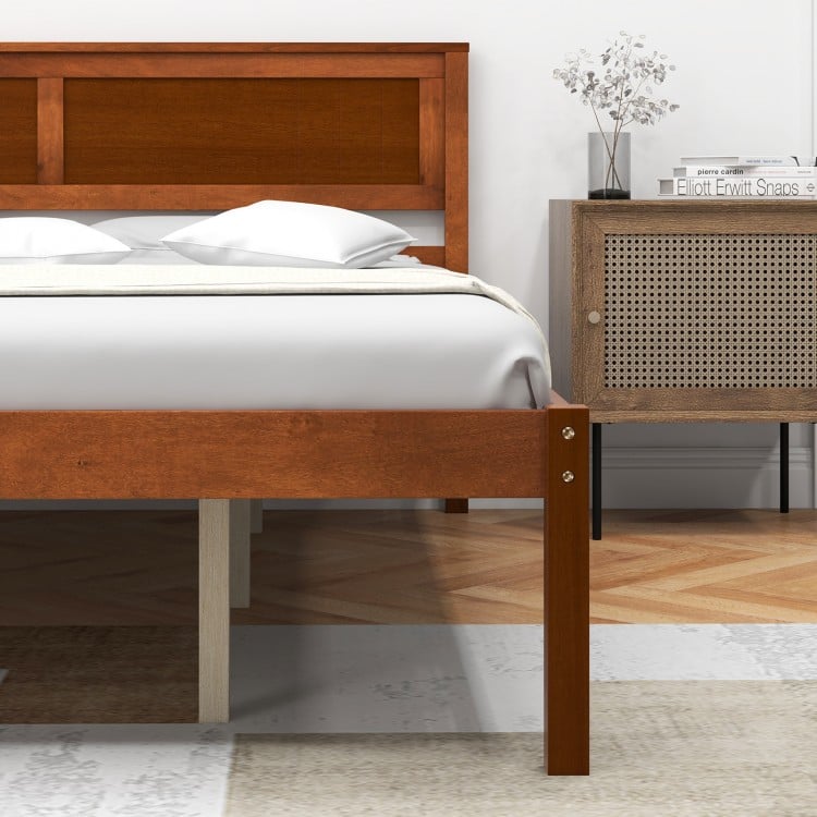 Twin/Full/Queen Size Bed Frame with Wooden Headboard and Slat Support-Queen Size