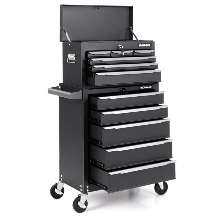 5-Drawer Tool Storage Cabinet with Hanging Holes and Central Keyed Locking System-Black
