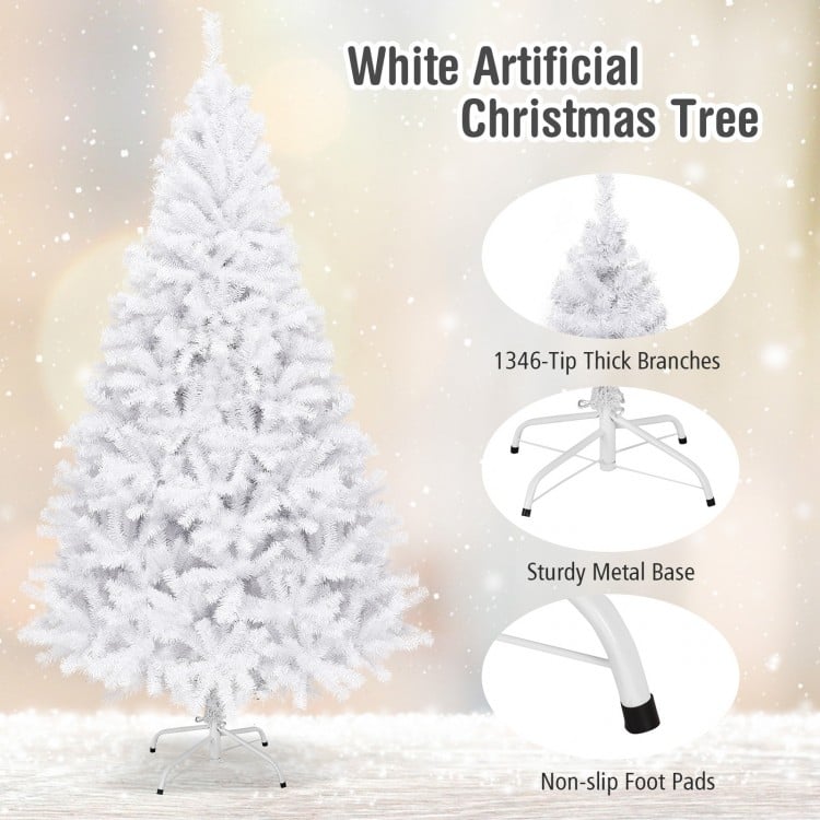 6 Feet White Christmas Tree with Metal Stand