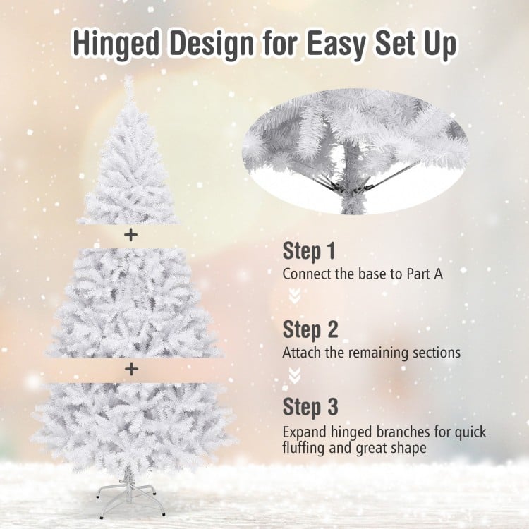 6 Feet White Christmas Tree with Metal Stand