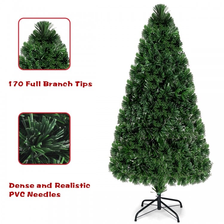 5 Feet Artificial Pre-Lit Fiber Optic PVC Christmas Tree