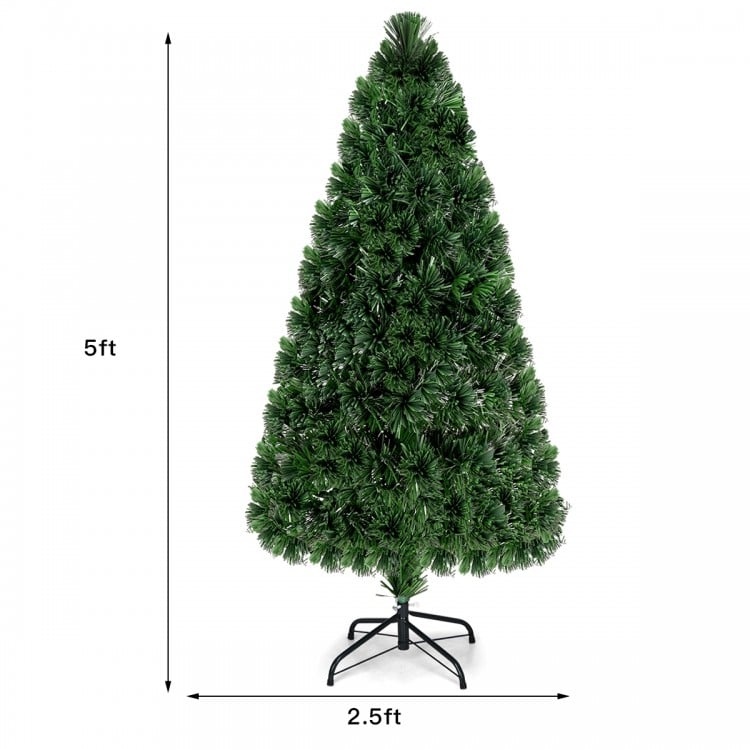 5 Feet Artificial Pre-Lit Fiber Optic PVC Christmas Tree