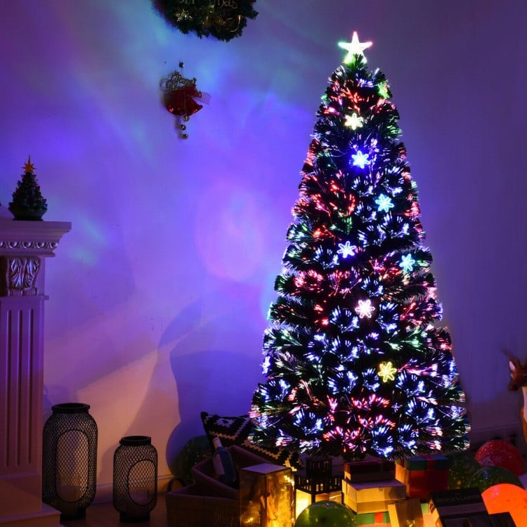 6 Feet LED Optic Artificial Christmas Tree with Snowflakes