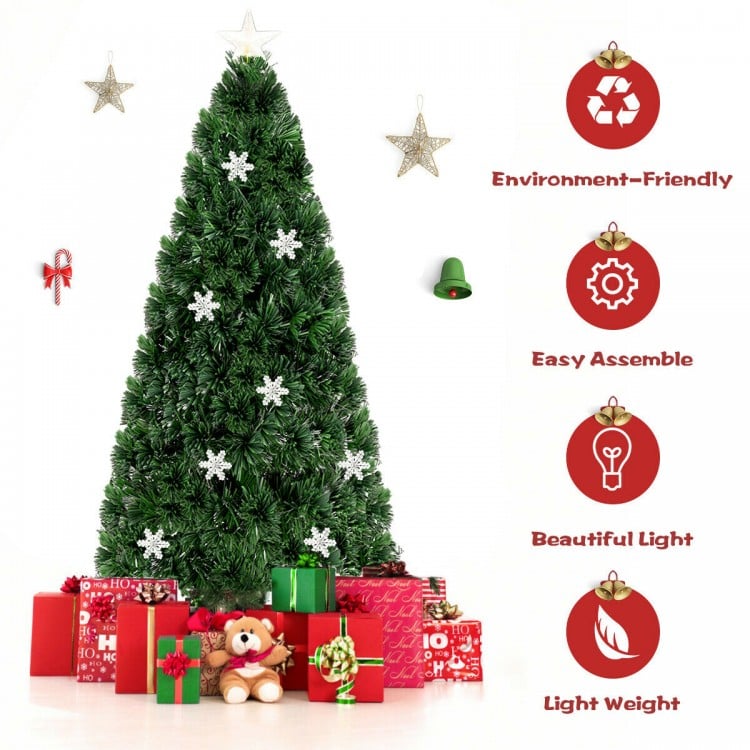 6 Feet LED Optic Artificial Christmas Tree with Snowflakes