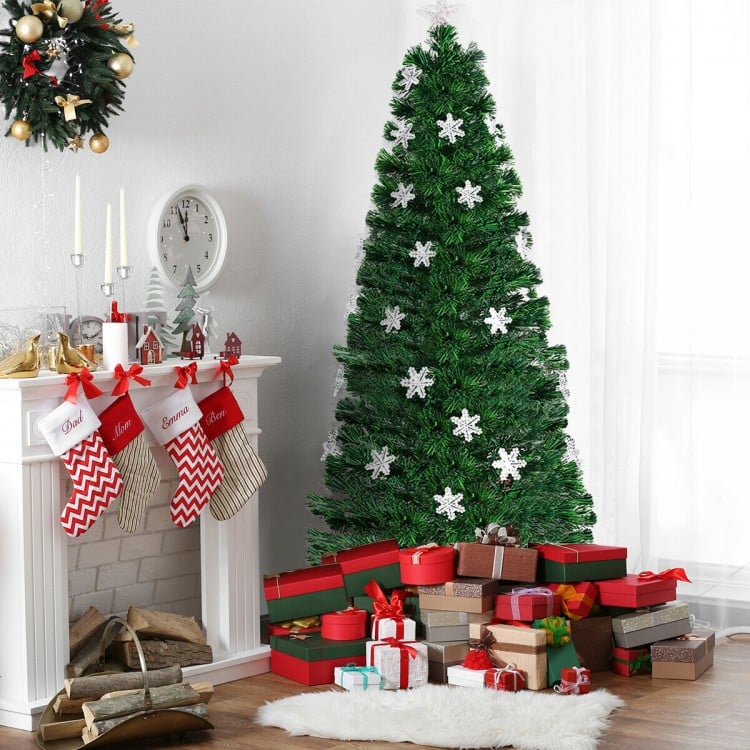 6 Feet LED Optic Artificial Christmas Tree with Snowflakes