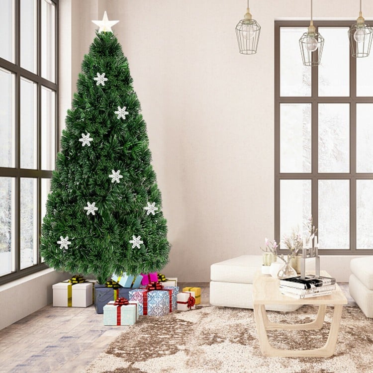 6 Feet LED Optic Artificial Christmas Tree with Snowflakes