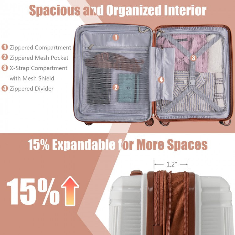 2-Piece Carry-On Luggage Set with Cosmetic Case – 20” Suitcase + 14” Beauty Case