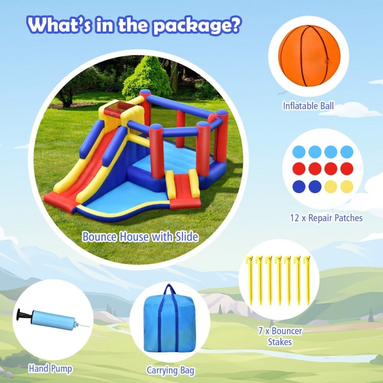 Kids Inflatable Bouncy Castle with Double Slides without Air Blower
