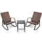 3 Pieces Patio Rattan Rocking Furniture Set-Brown