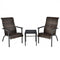 3 Pieces Patio Rattan Bistro Set with High Backrest and Armrest-Brown