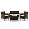 4 Pieces Comfortable Outdoor Rattan Sofa Set with Glass Coffee Table-Beige and Gray