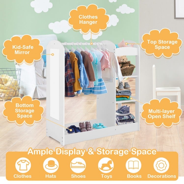 Kids Dress Up Storage with Mirror-White