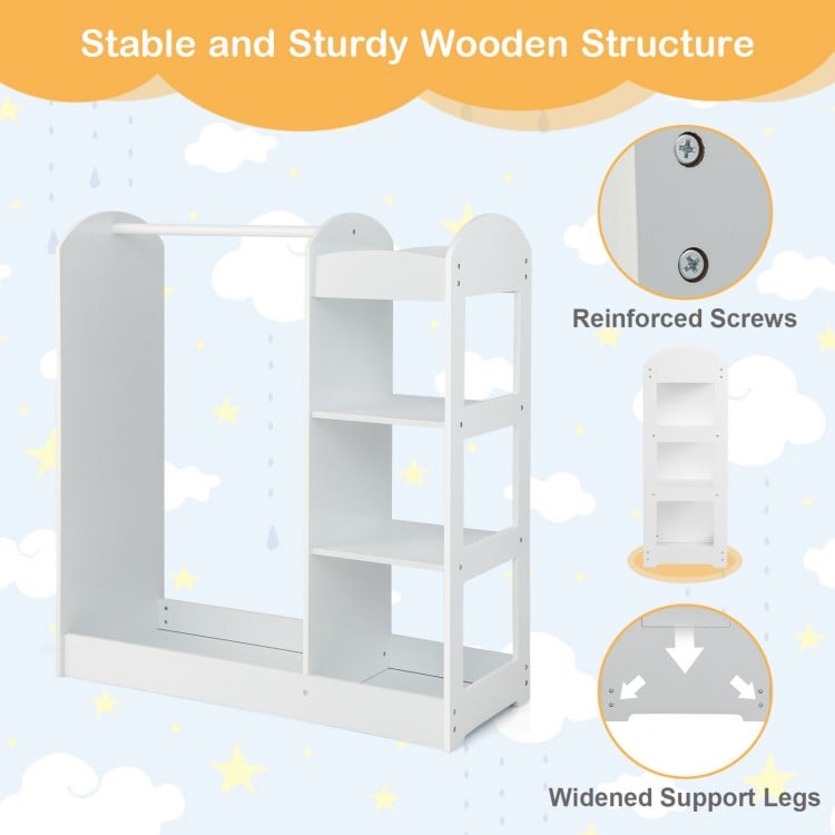 Kids Dress Up Storage with Mirror-White
