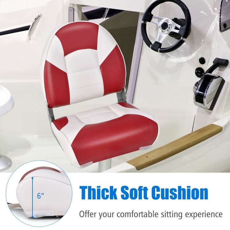 Low Back Boat Seat Folding Fishing chair with Thickened High-density Sponge Padding