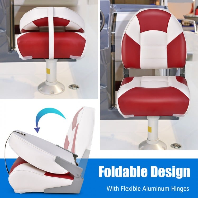 Low Back Boat Seat Folding Fishing chair with Thickened High-density Sponge Padding