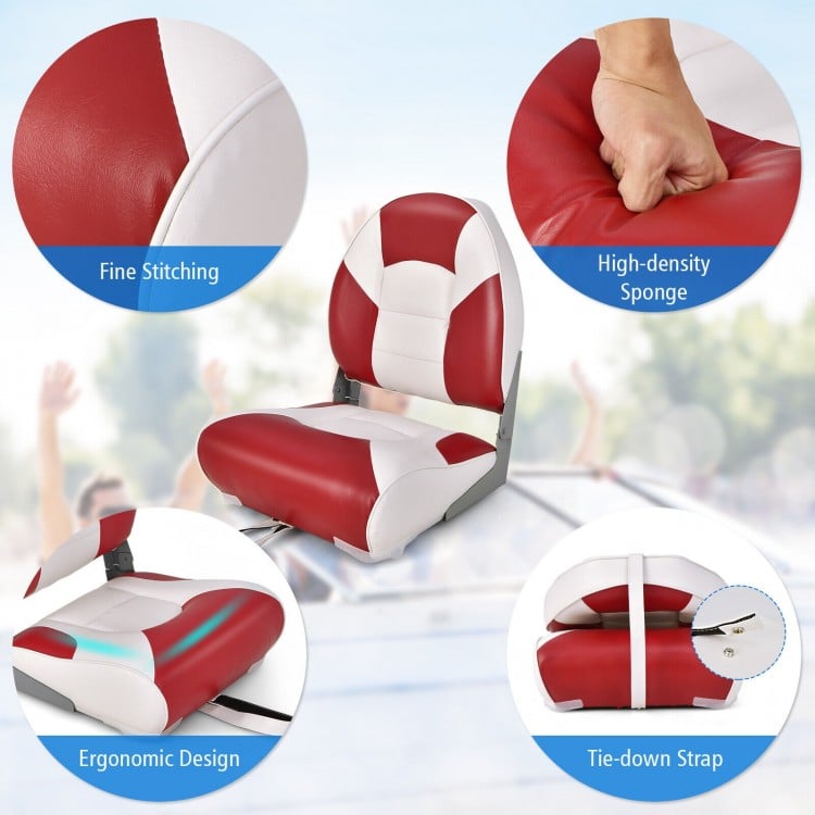 Low Back Boat Seat Folding Fishing chair with Thickened High-density Sponge Padding