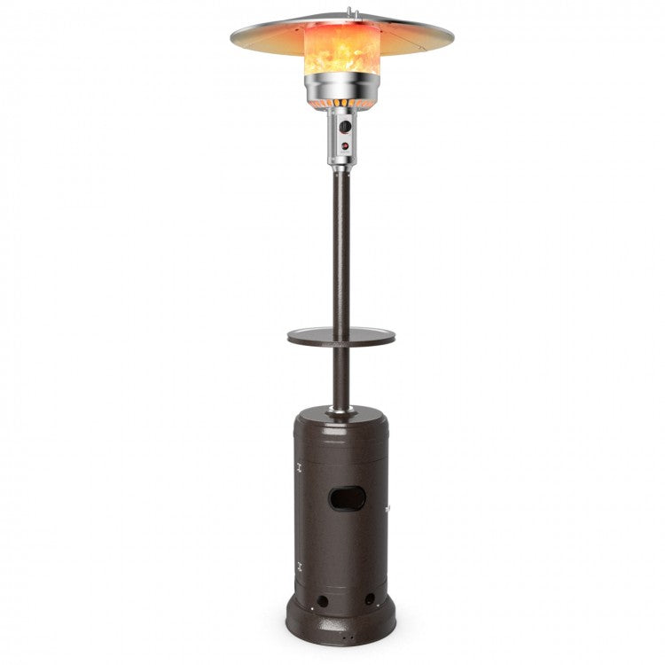 48,000 BTU Standing Outdoor Heater Propane LP Gas Steel with Table and Wheels 
