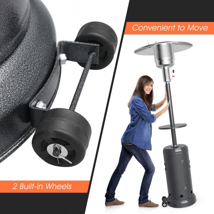 48,000 BTU Standing Outdoor Heater Propane LP Gas Steel with Table and Wheels 