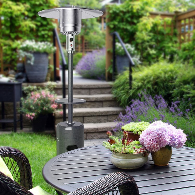 48,000 BTU Standing Outdoor Heater Propane LP Gas Steel with Table and Wheels 
