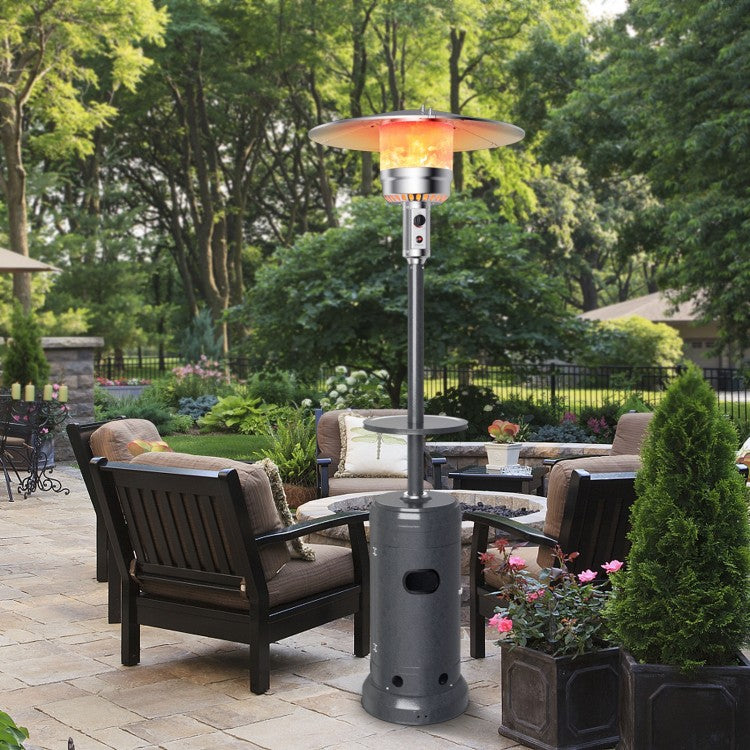 48,000 BTU Standing Outdoor Heater Propane LP Gas Steel with Table and Wheels 