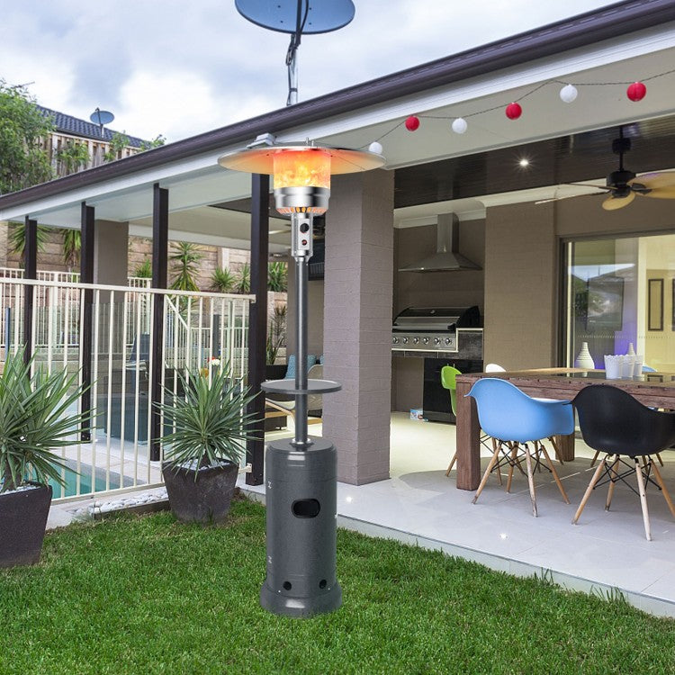 48,000 BTU Standing Outdoor Heater Propane LP Gas Steel with Table and Wheels 