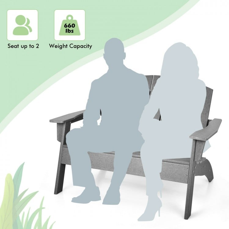 HDPE Patio Adirondack Chair for Porch Garden Backyard-Gray