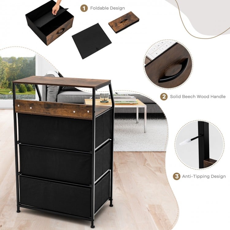 Freestanding Cabinet Dresser with Wooden Top Shelves-M