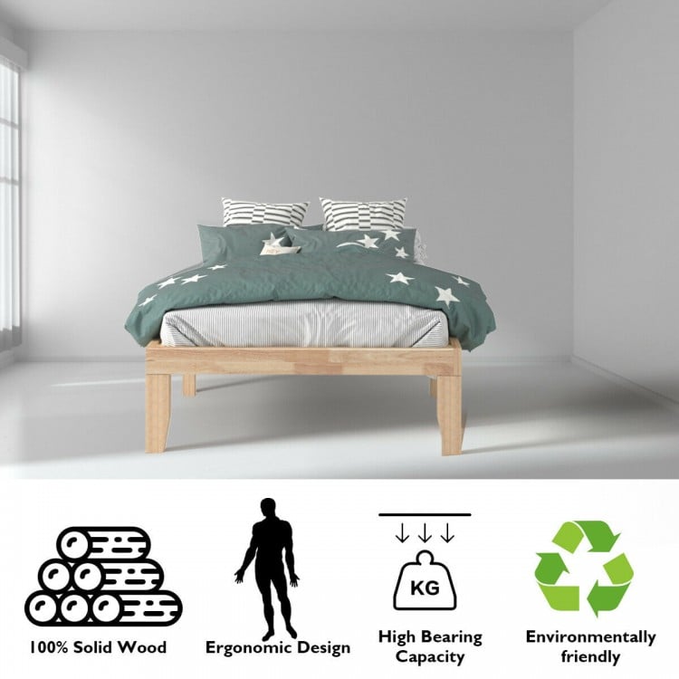 Twin Size 14 Inch Wooden Slats Bed Mattress Frame-Natural