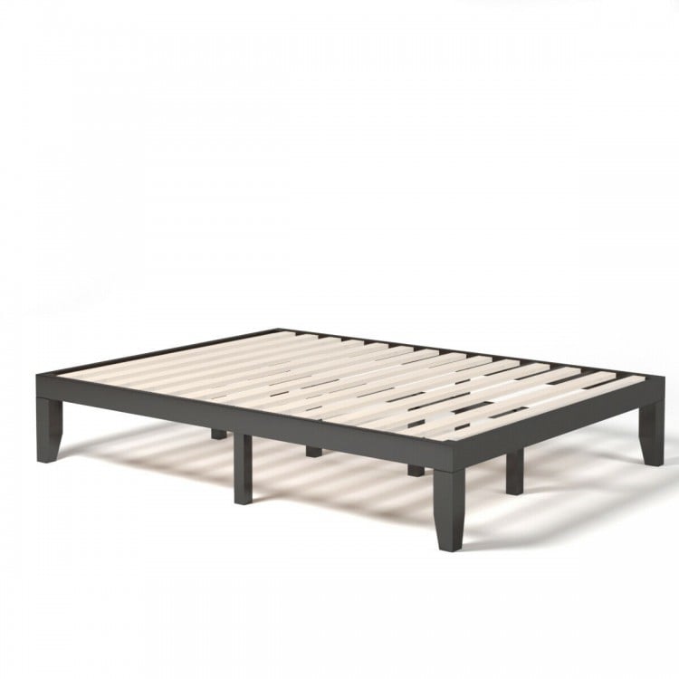 Queen Size 14 Inch Wooden Bed Mattress Frame-Brown
