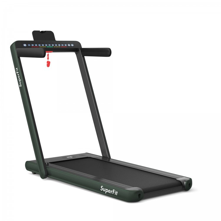 2-in-1 Electric Motorized Health and Fitness Folding Treadmill with Dual Display and Speaker