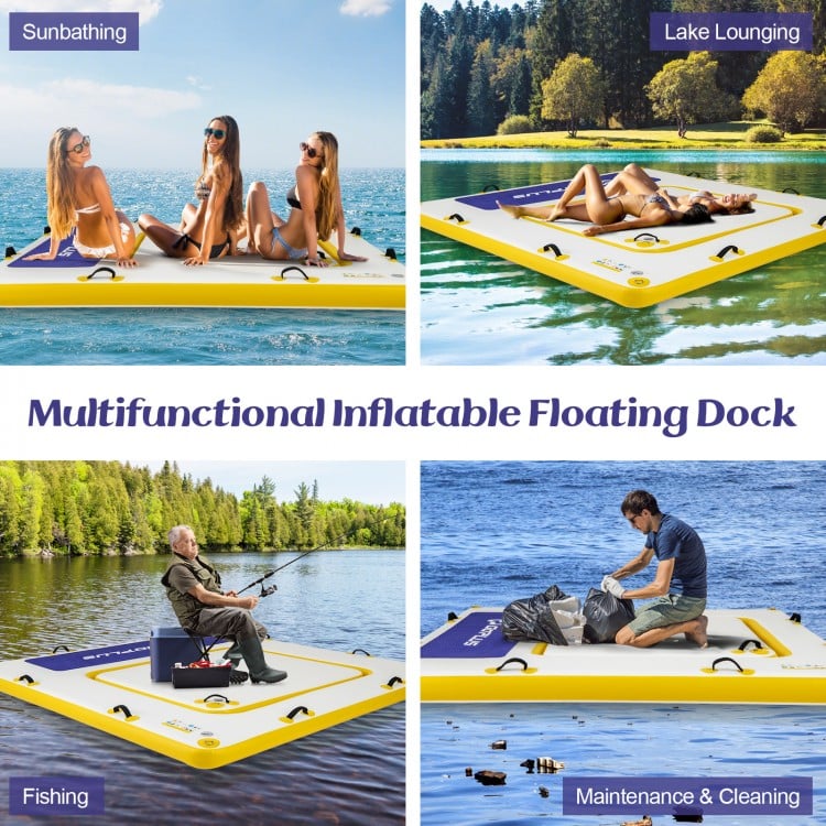 8 ft x 8 ft Inflatable Dock Platform with Mesh Swim Lounge
