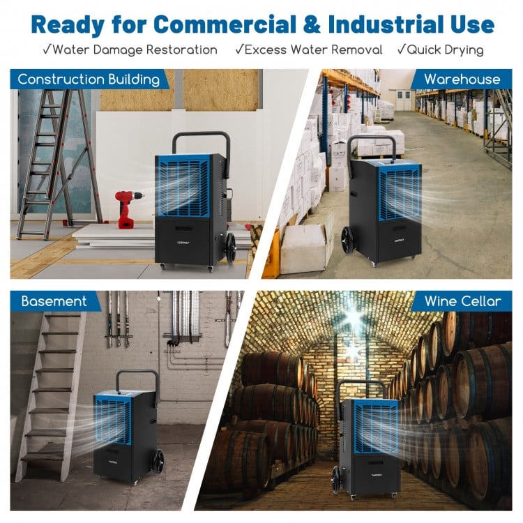 163 Pints Commercial Dehumidifier Crawl Space Dehumidifier with Pump and Drain Hose