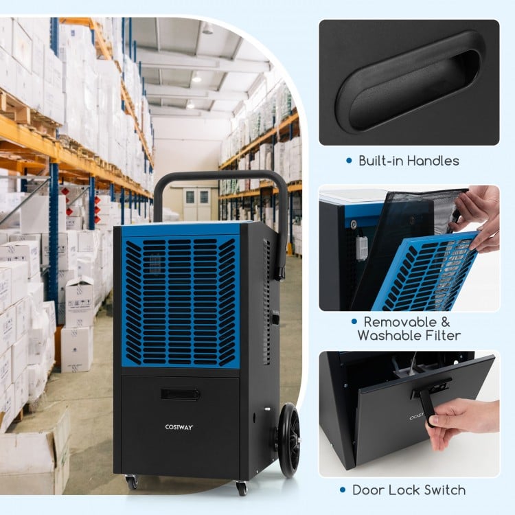 163 Pints Commercial Dehumidifier Crawl Space Dehumidifier with Pump and Drain Hose