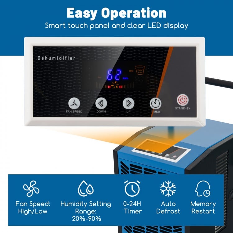 163 Pints Commercial Dehumidifier Crawl Space Dehumidifier with Pump and Drain Hose