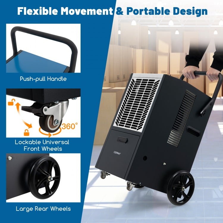 163 Pints Commercial Dehumidifier Crawl Space Dehumidifier with Pump and Drain Hose