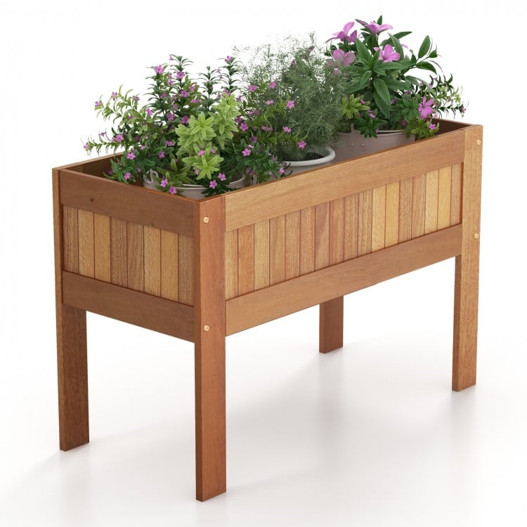 Wooden Raised Garden Bed Solid Wood Elevated Planter Box with Legs