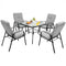 4 Patio Dining Stackable Chairs Set with High-Back Cushions