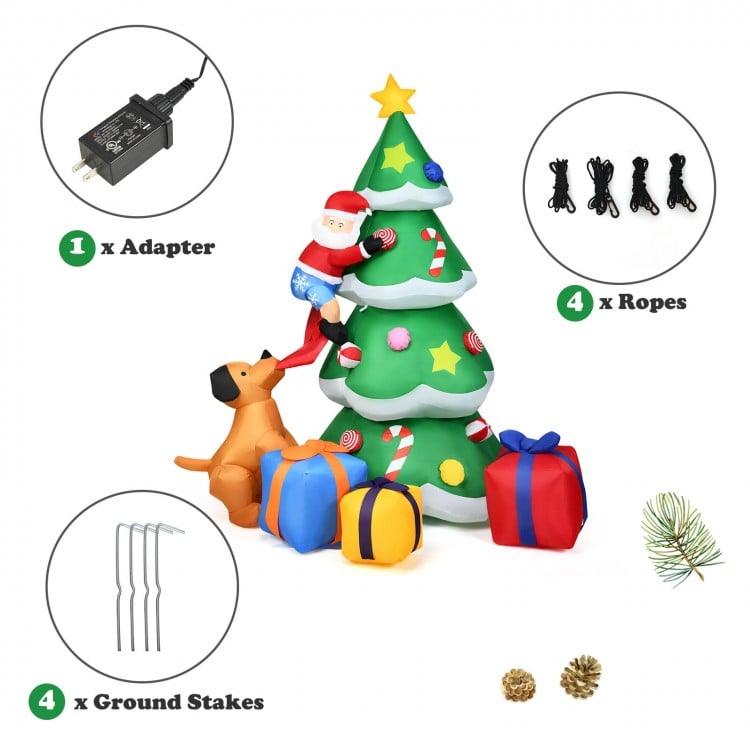 7 Feet Inflatable Christmas Tree Santa Decor with LED Lights