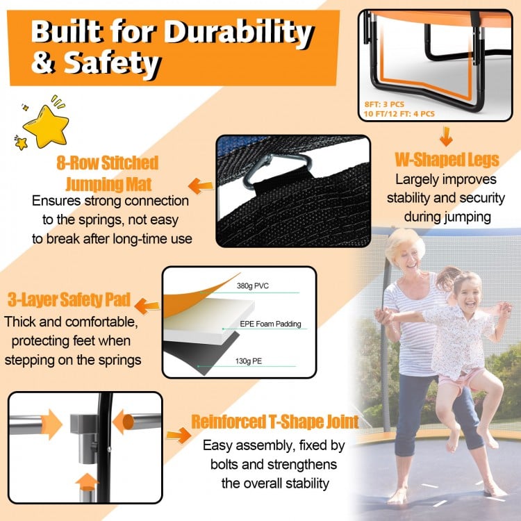 10 Feet ASTM Approved Recreational Trampoline with Ladder