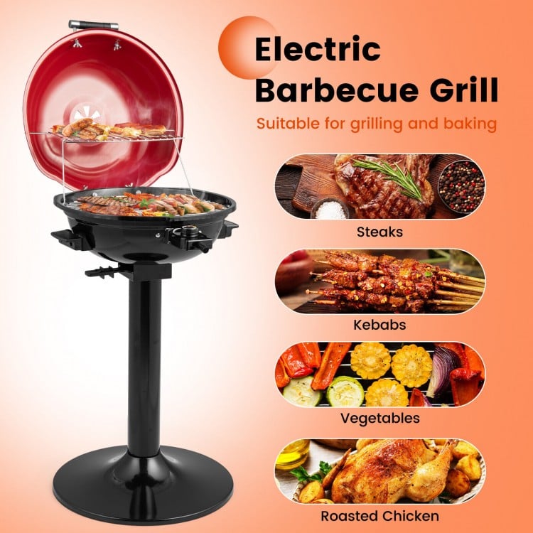 1600W Electric BBQ Grill with Removable Non-Stick Warming Rack