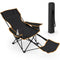 Folding Camping Chair with Footrest Camping Lounge Chair with Carry Bag-Black