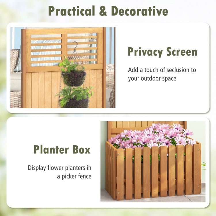 Wooden Raised Garden Bed with Privacy Screen