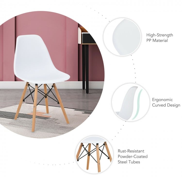 5 Pieces Table Set With Solid Wood Leg For Dining Room-White